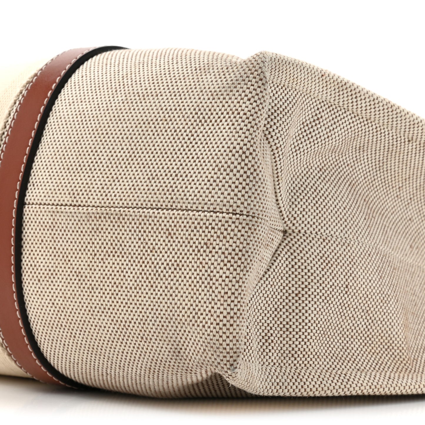 Cotton Calfskin Large Woody Ribbon Tote White Brown