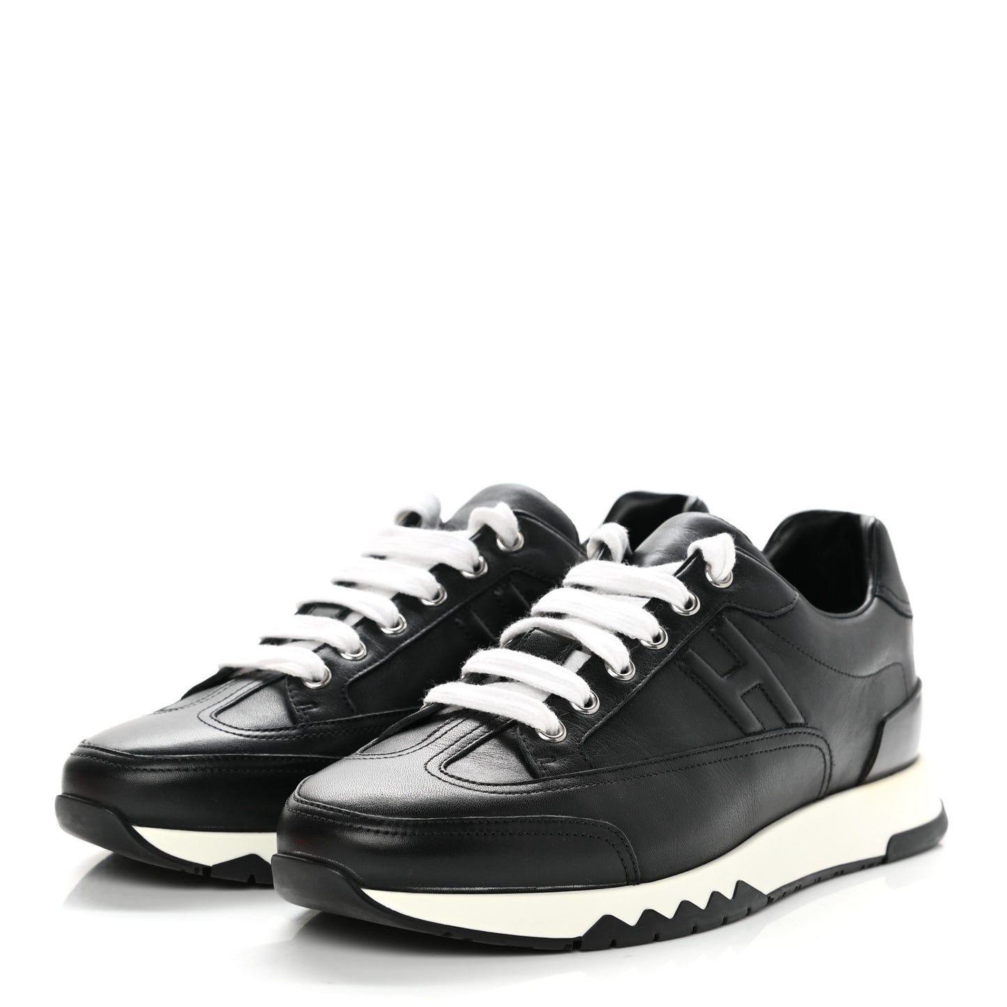 Calfskin Womens Trail Sneakers 39.5 Black