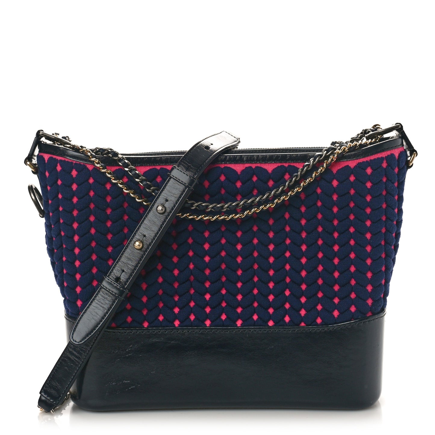 Wool Calfskin Medium Gabrielle Hobo Navy Pink Black