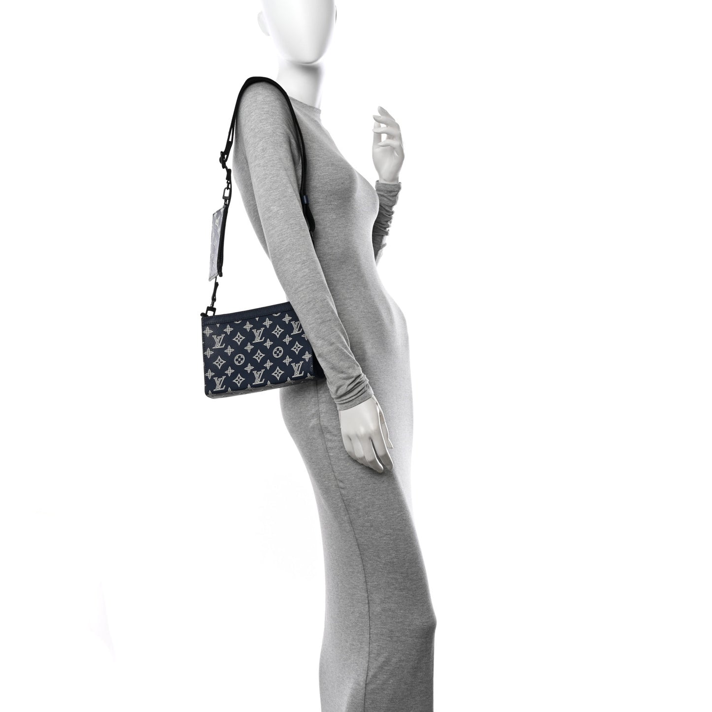 Calfskin Monogram Shadow Gaston Wearable Wallet Ink Blue White