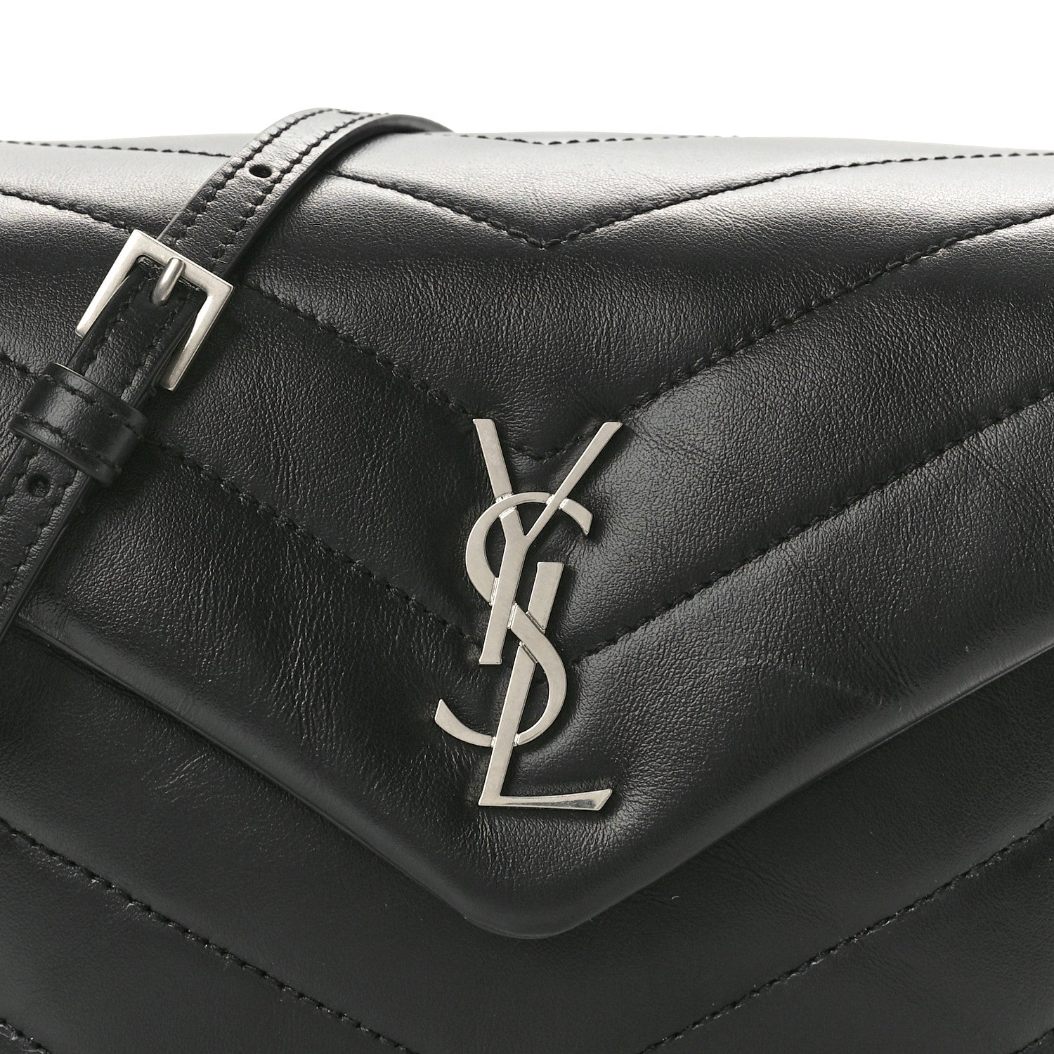 Saint Laurent Calfskin Y Quilted Monogram Toy Loulou Crossbody Bag Black 7 of 9