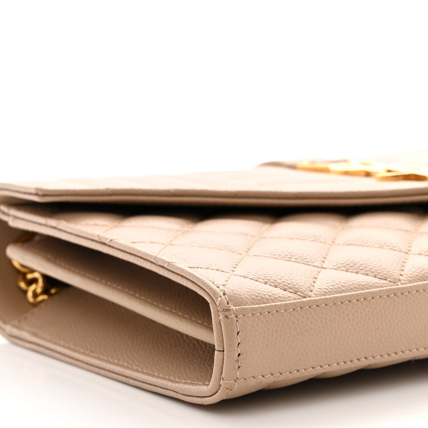 Grain De Poudre Mixed Matelasse Triquilt Monogram Chain Wallet Dark Beige