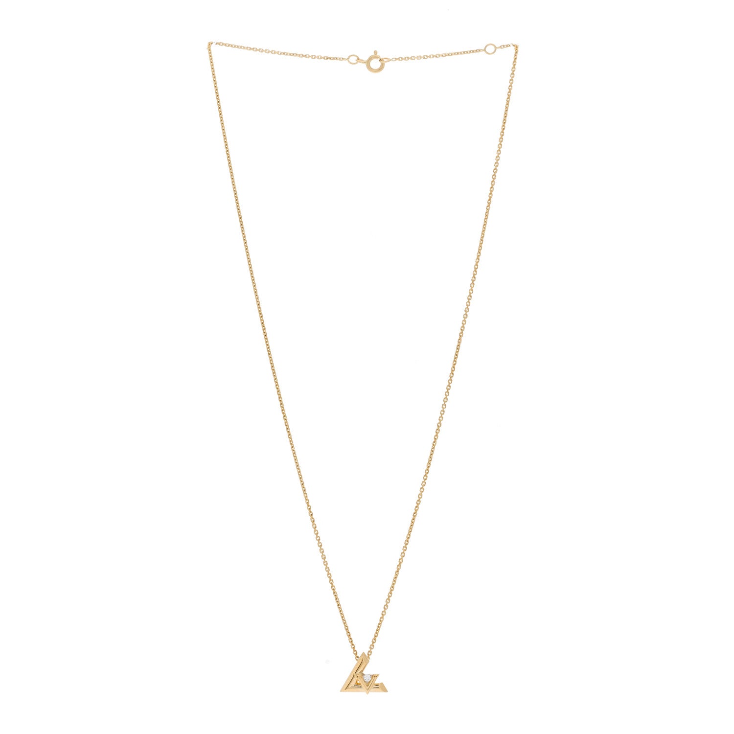 Louis Vuitton 18K Yellow Gold Diamond Small LV Volt One Pendant Necklace 2 of 4