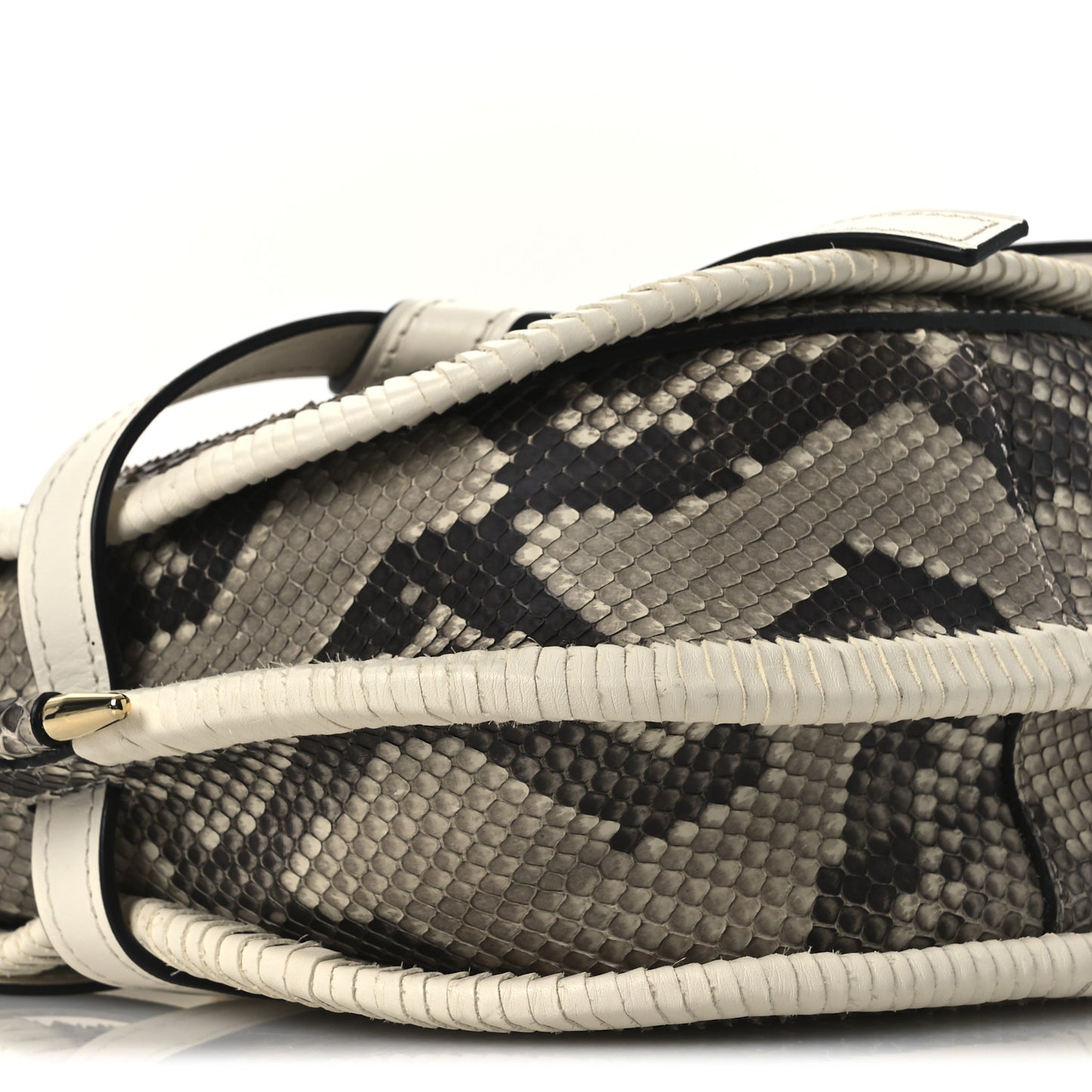 Snakeskin Calfskin Whipstitch Small Gate Crossbody Bag Ivory