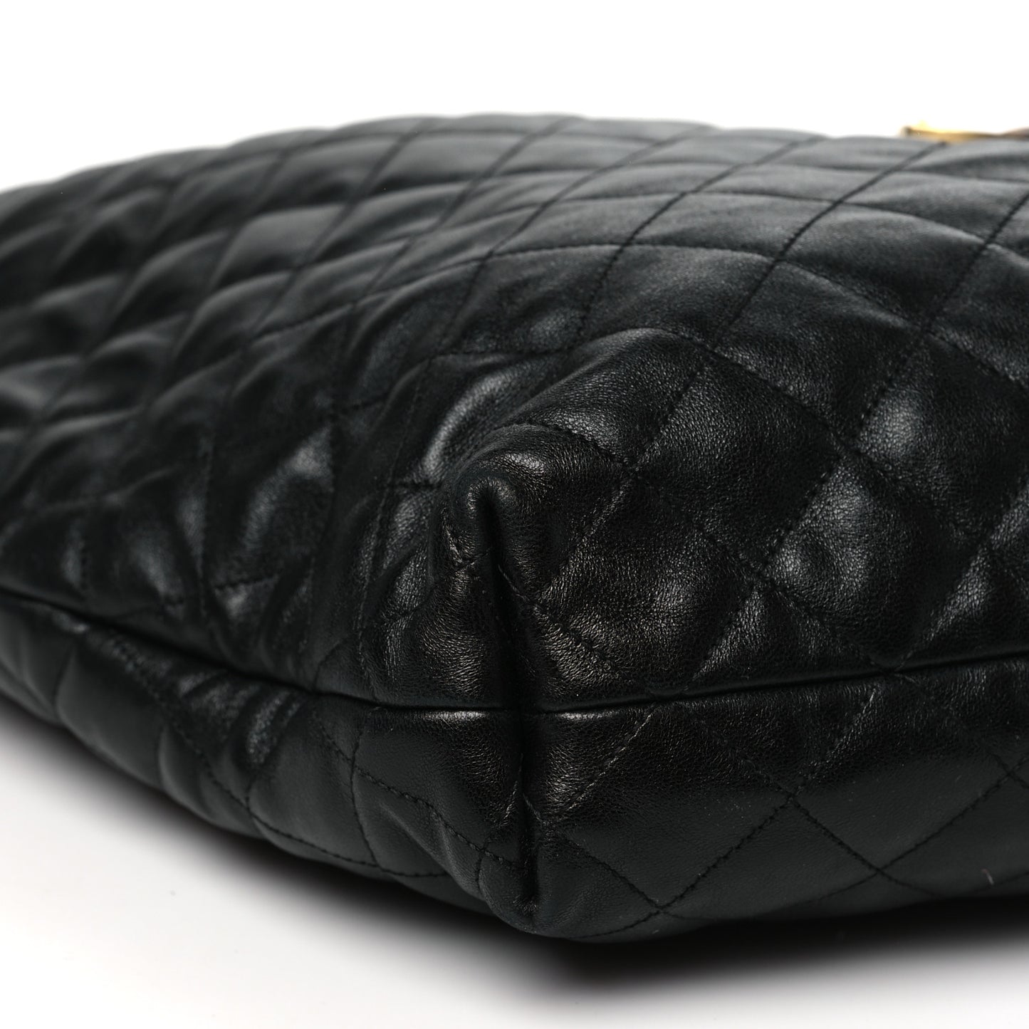 Lambskin Quilted Maxi Icare Shopping Tote Black