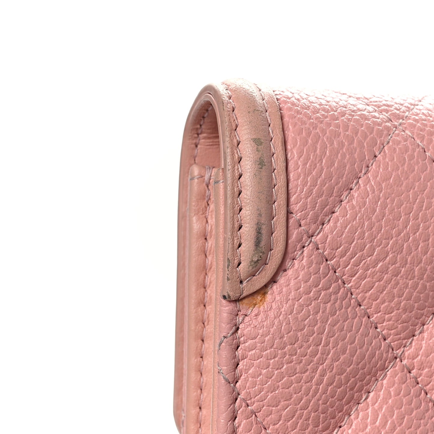 Caviar Quilted Large Filigree Gusset Flap Wallet Pink