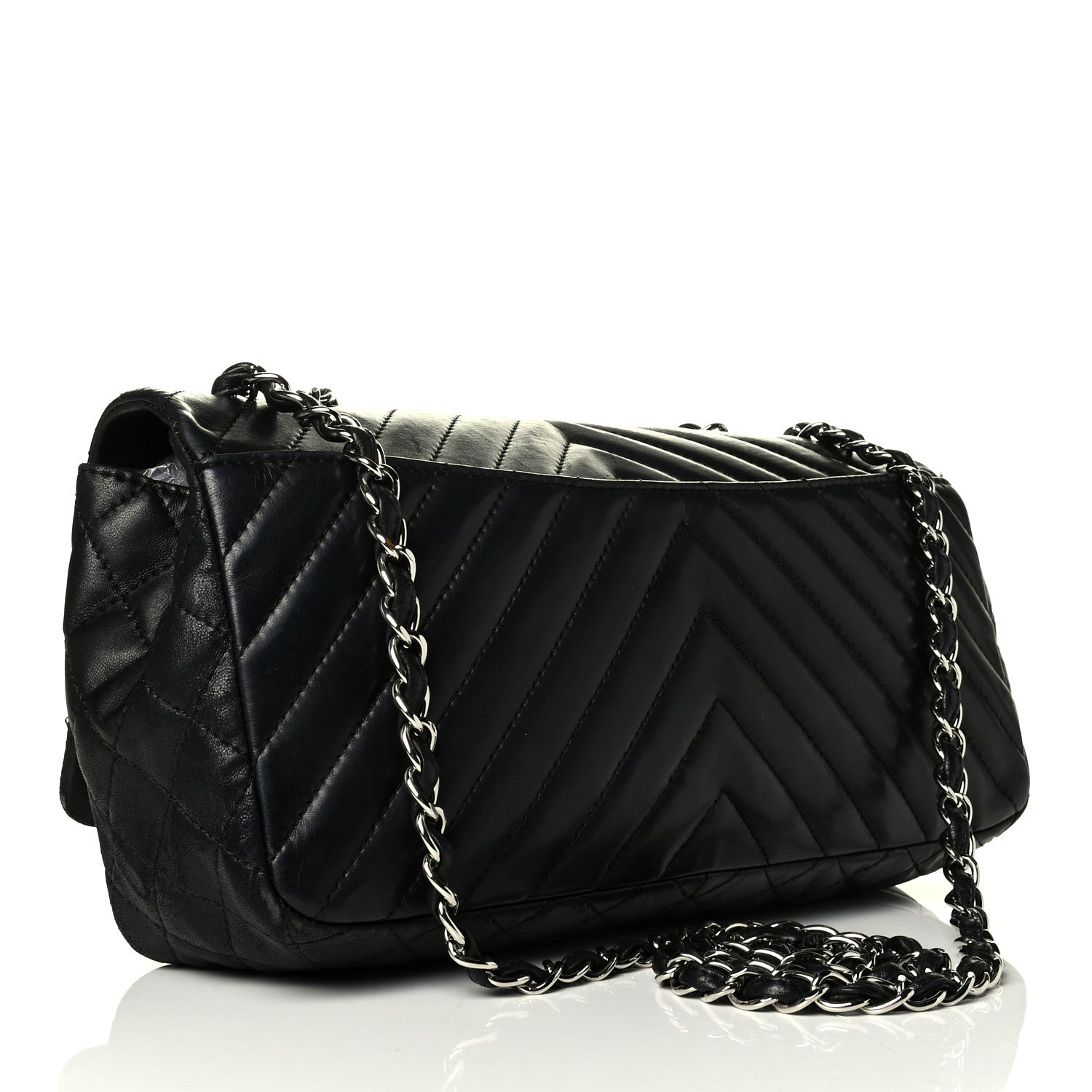 Chanel Lambskin Chevron Quilted Single Flap Black 2 of 7