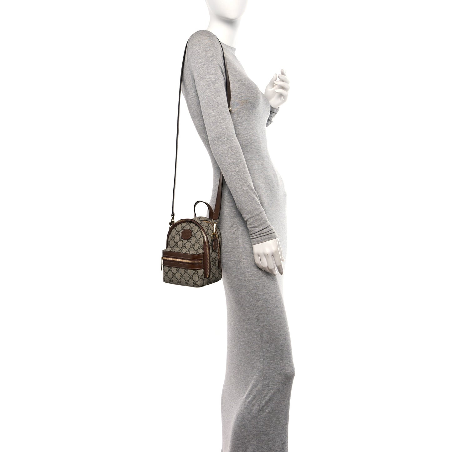 GG Supreme Monogram Azalea Calfskin Retro Interlocking G Multi-Function Bag Beige Ebony Brown Sugar