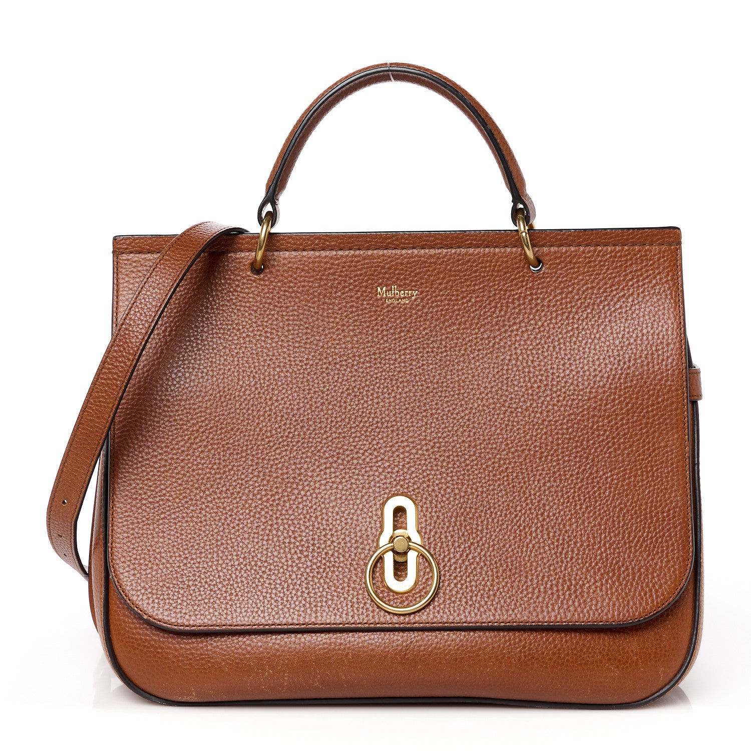 Mulberry Small Classic Grain Calfskin Amberley Satchel Oak 1 of 16