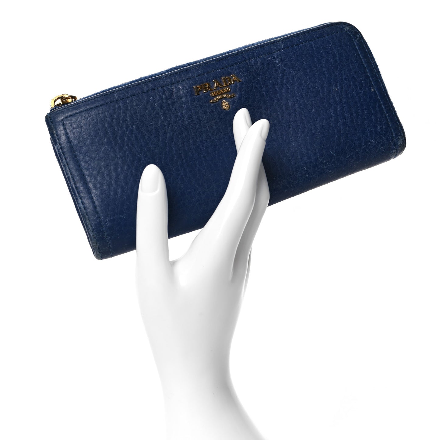 Vitello Daino Zip Around Wallet Navy