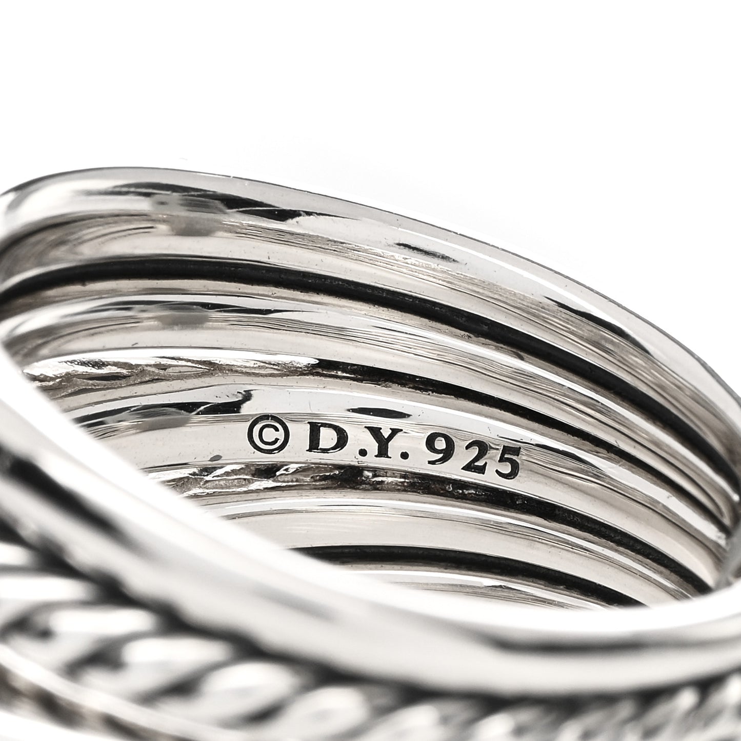 Sterling Silver Diamond Thoroughbred Cushion Link Ring 58 8.25