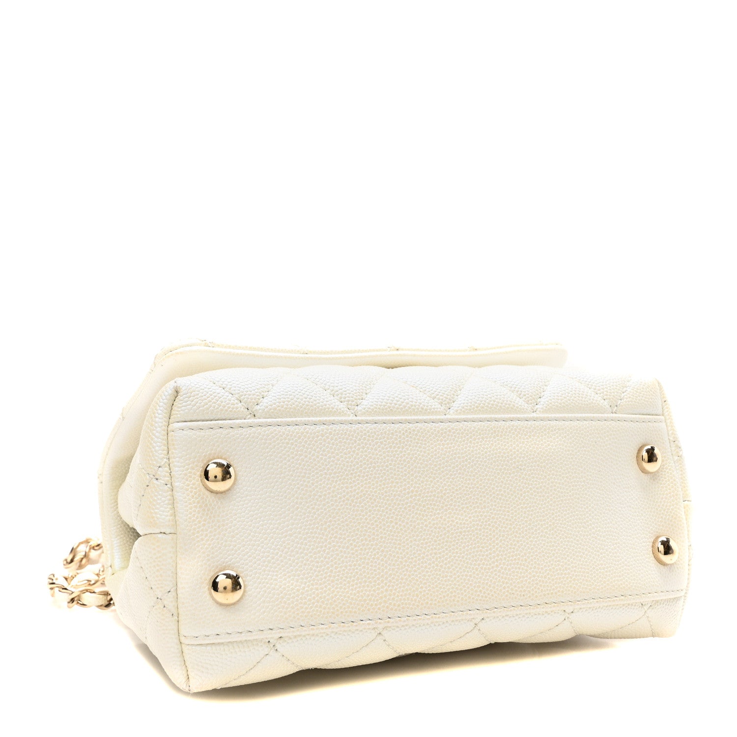 Chanel Iridescent Caviar Quilted Extra Mini Coco Handle Flap White 4 of 10