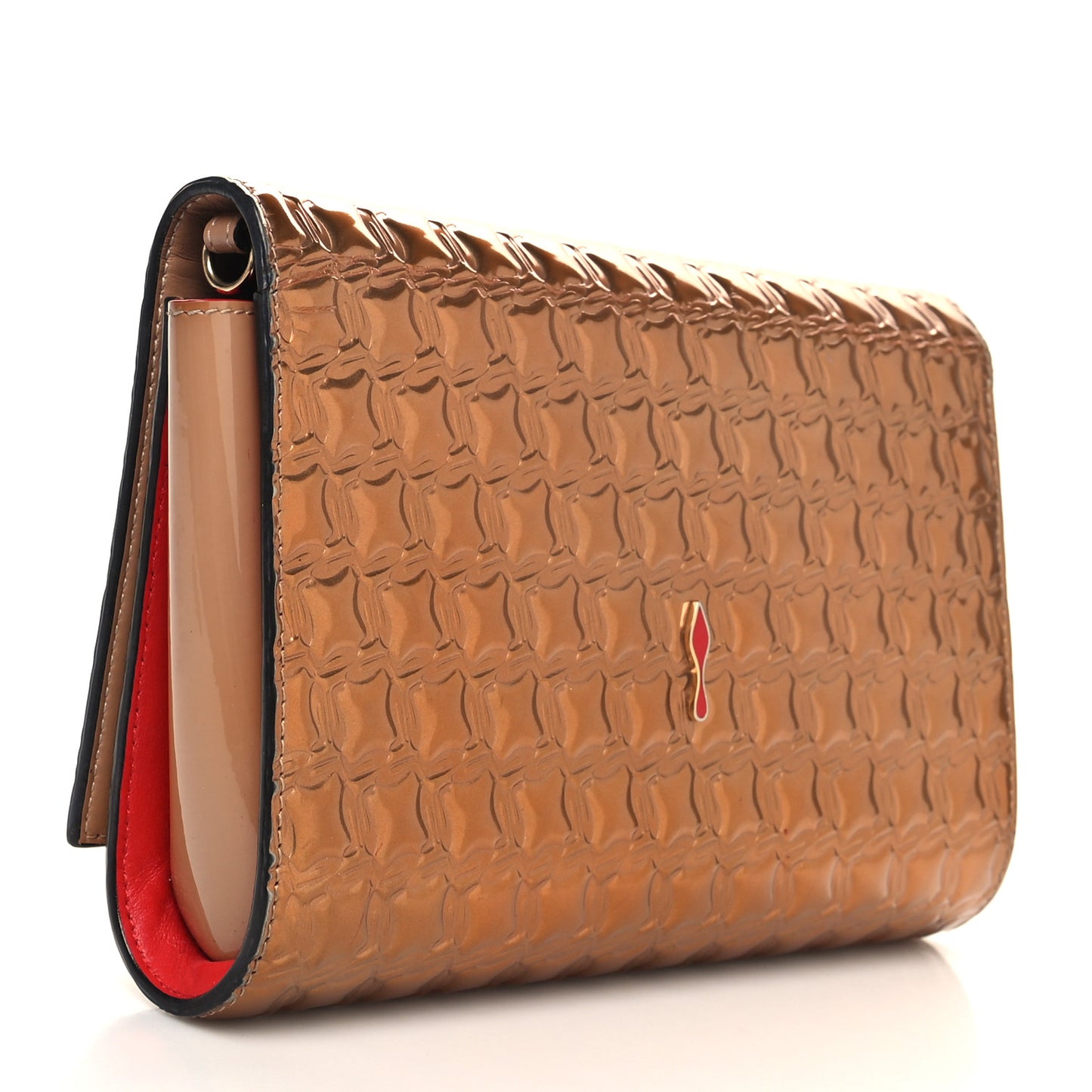 Metallic Houndstooth Embossed Paloma Clutch Gold