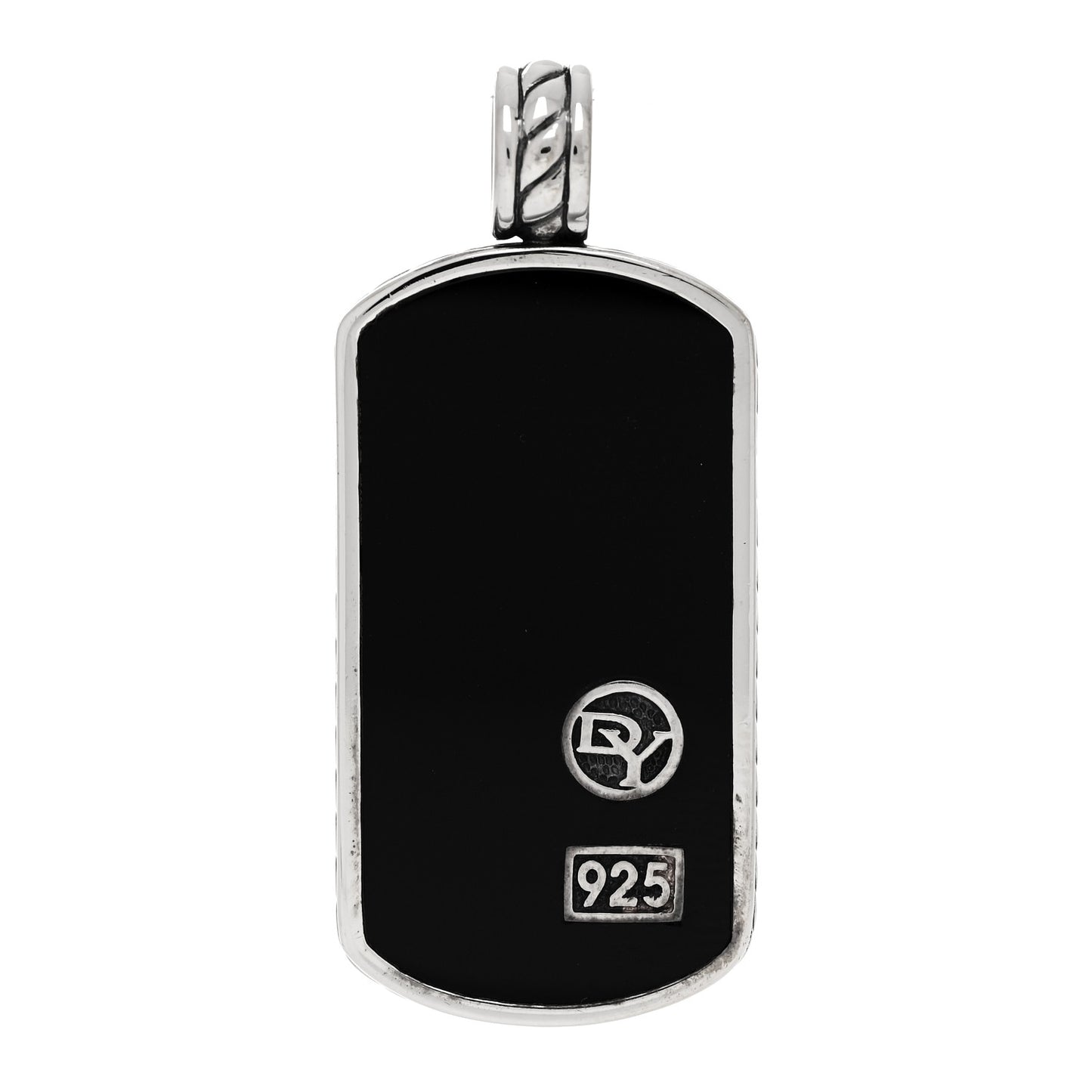 Sterling Silver Black Onyx Dog Tag Pendant