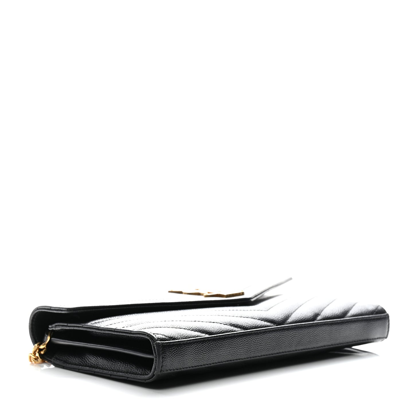 Grain De Poudre Matelasse Chevron Monogram Chain Wallet Black