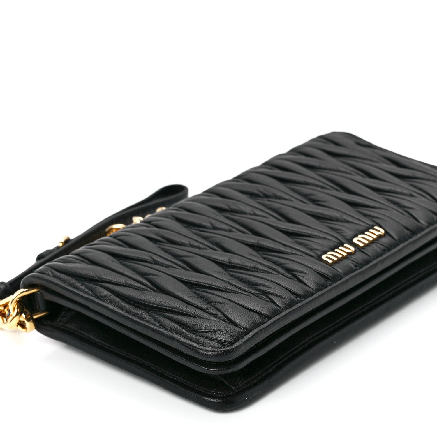 Miu Miu Nappa Matelasse Wallet On Chain Black 11 of 12