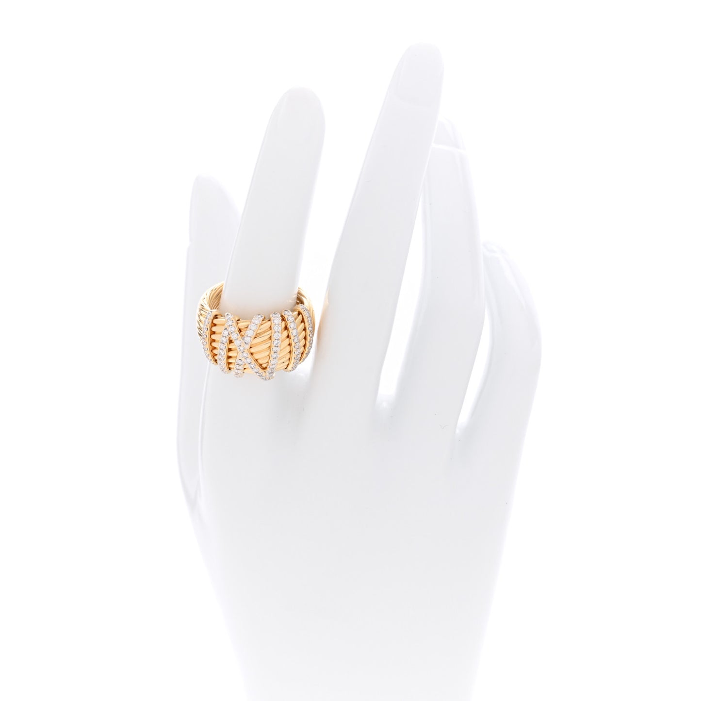 18K Yellow Gold Diamond 15mm Helena Ring 55 7.25