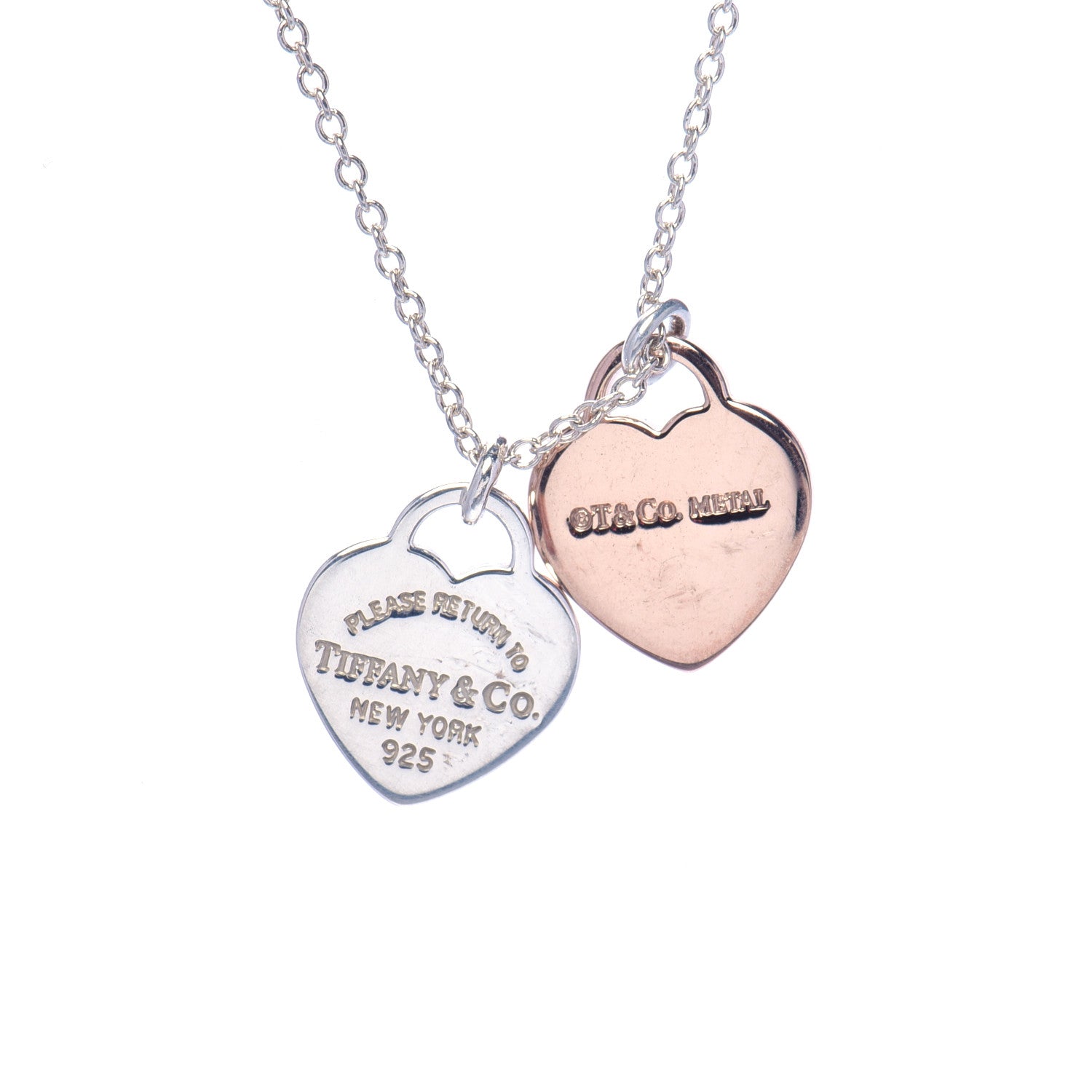 Tiffany Sterling Silver Rubedo Mini Return to Tiffany Double Heart Tag Pendant Necklace 4 of 7