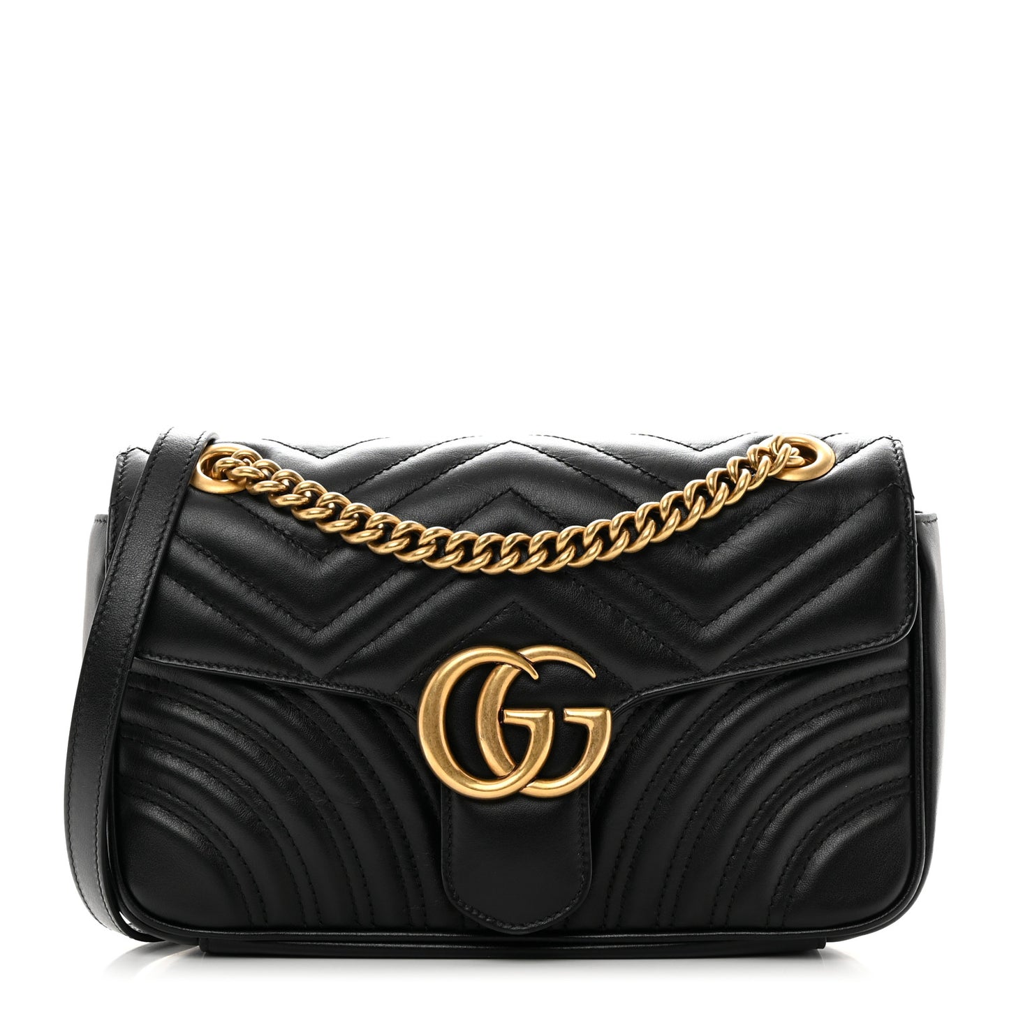Calfskin Matelasse Small GG Marmont Shoulder Bag Black