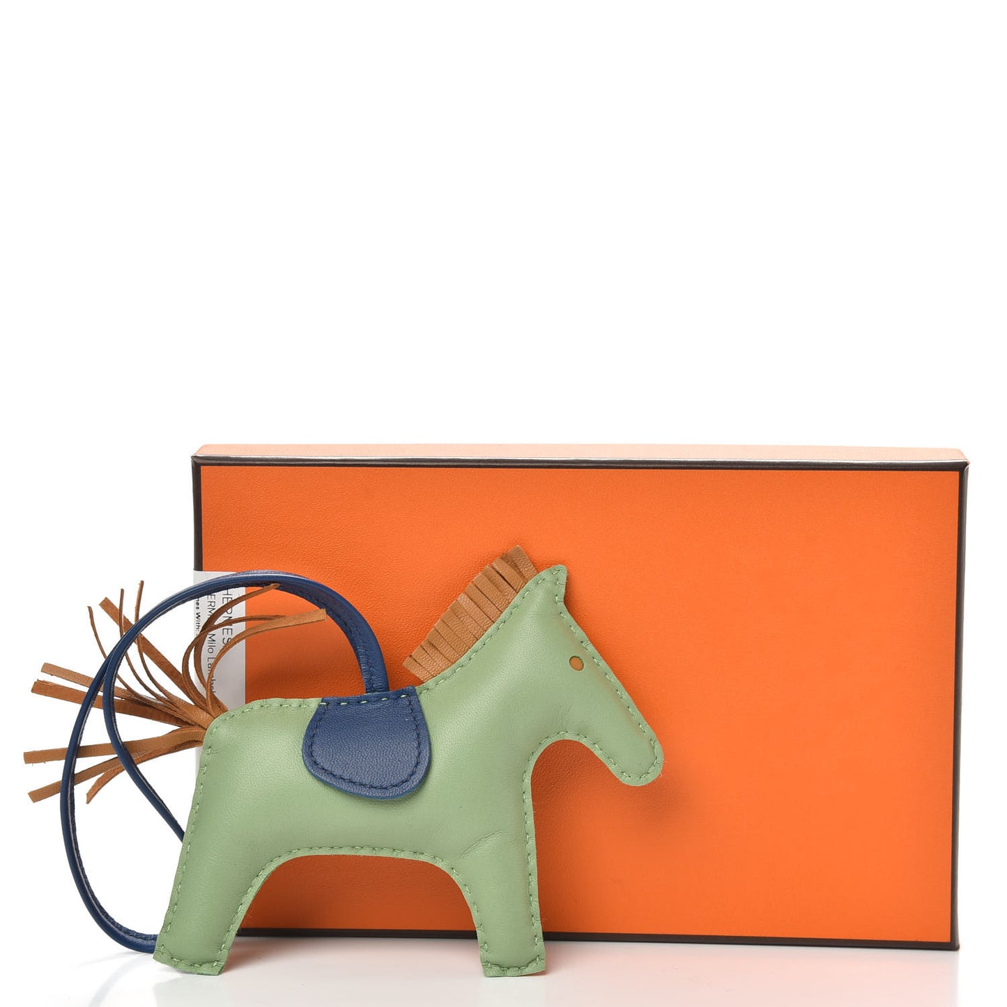 Milo Lambskin Grigri Rodeo Horse Bag Charm PM Vert Criquet Sesame Bleu de Malte