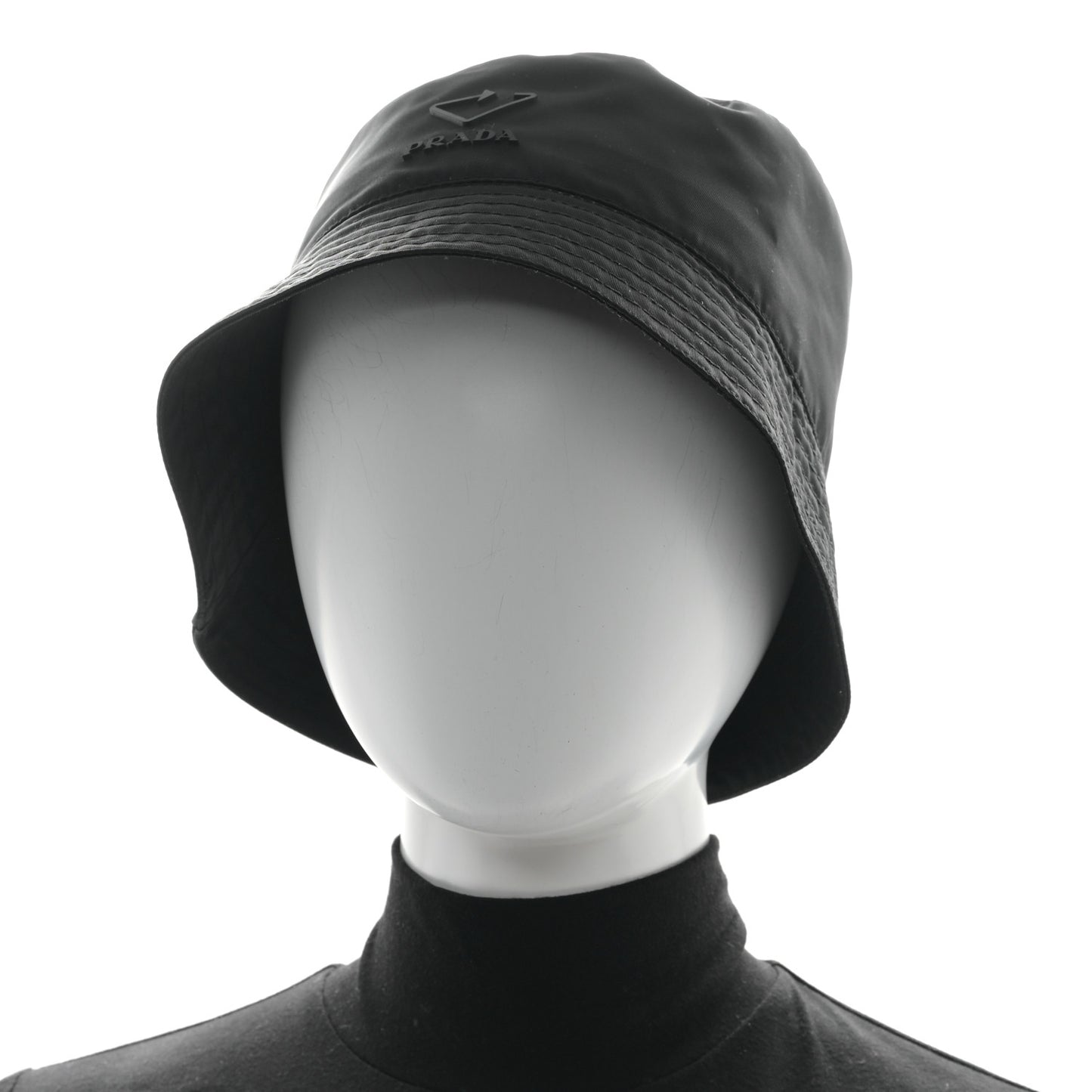 Re-Nylon Rubber Logo Bucket Hat S Black