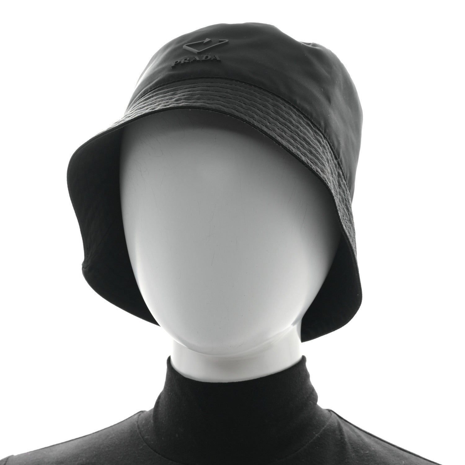 Prada Re-Nylon Rubber Logo Bucket Hat S Black 2 of 9