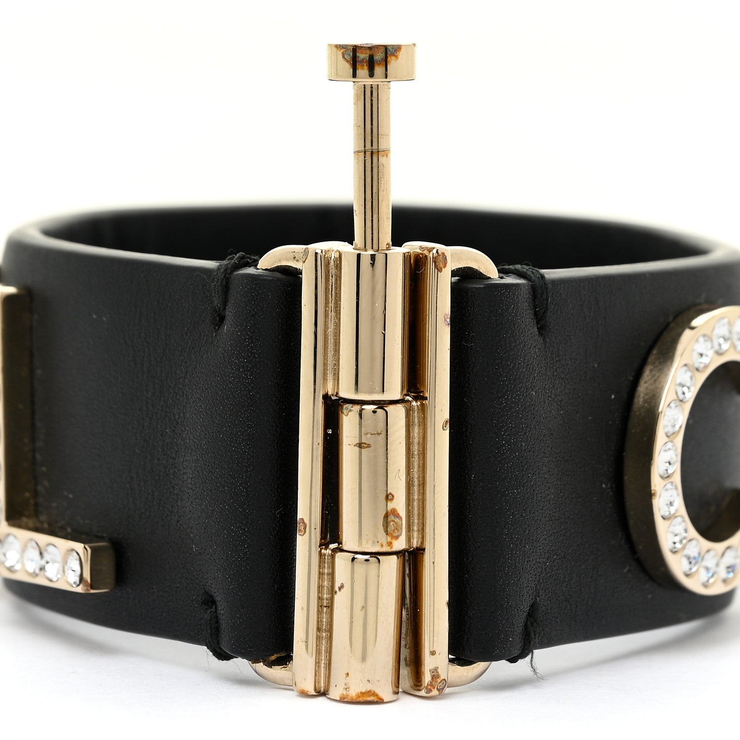 Chanel Crystal Lambskin Cha-Nel Logo Cuff S Black 6 of 11