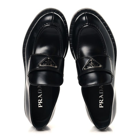 Spazzolato Metal Triangle Logo 50mm Loafers 38 Black