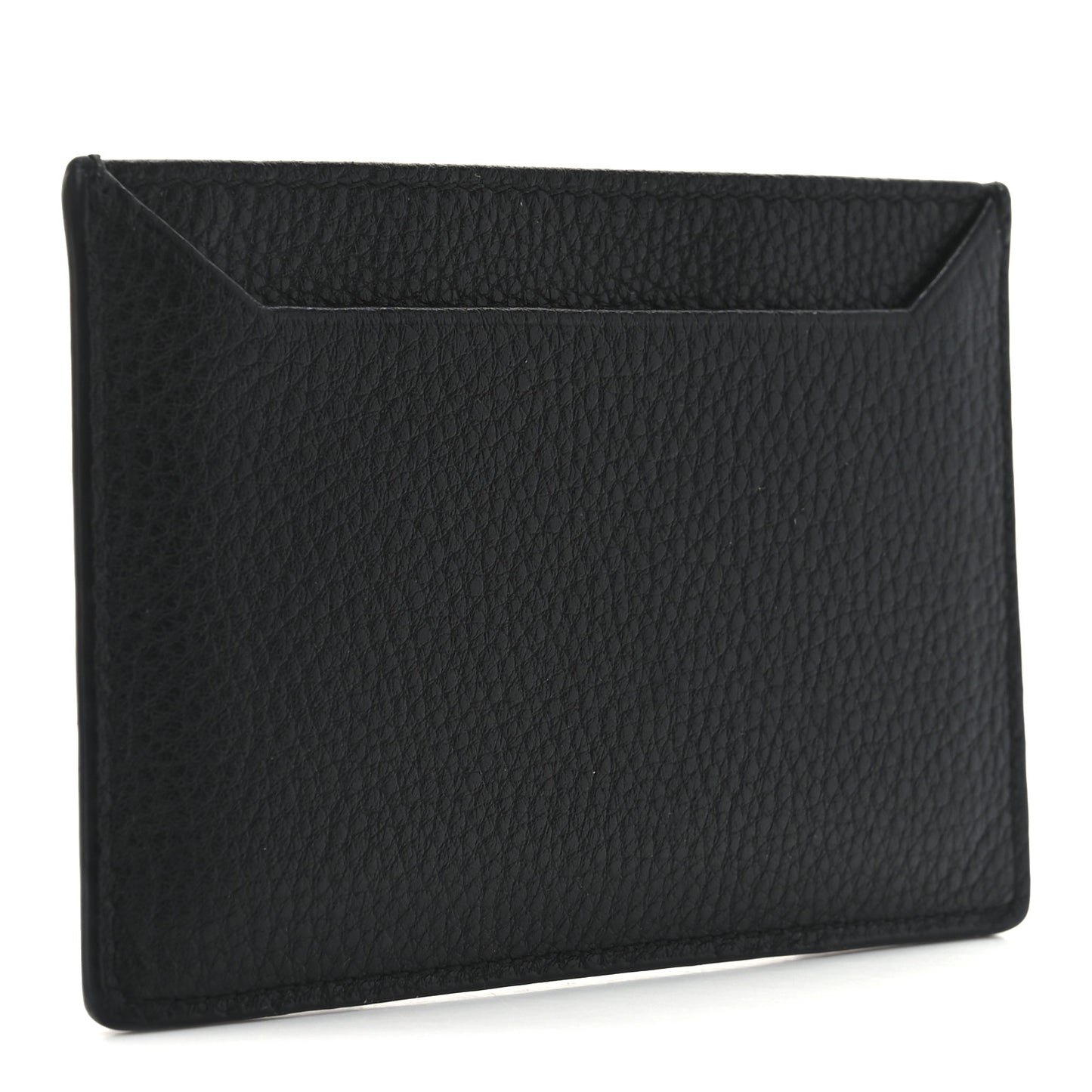 Vitello Grain Metal Card Holder Black