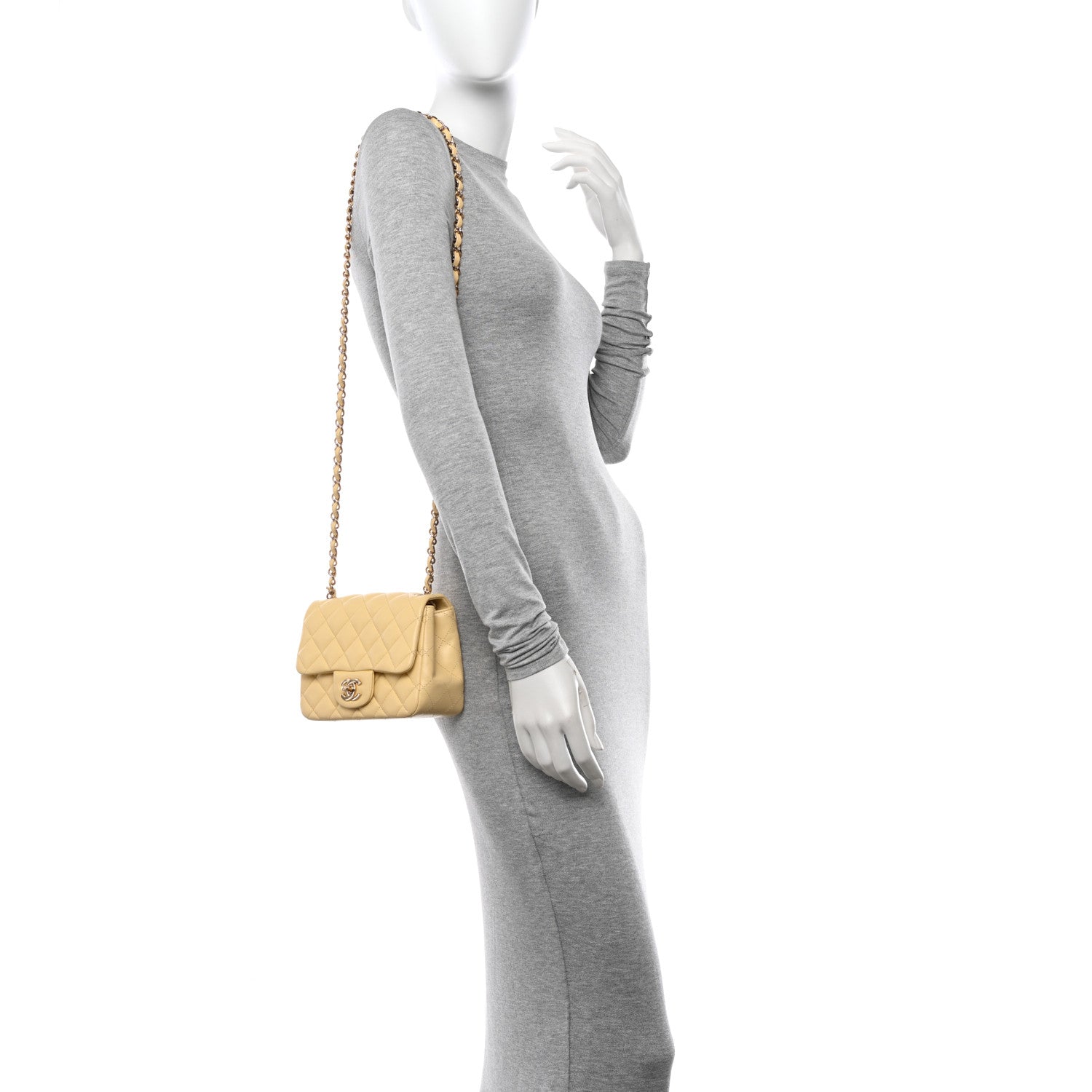 Chanel Lambskin Quilted Mini Square Flap Light Yellow 2 of 11
