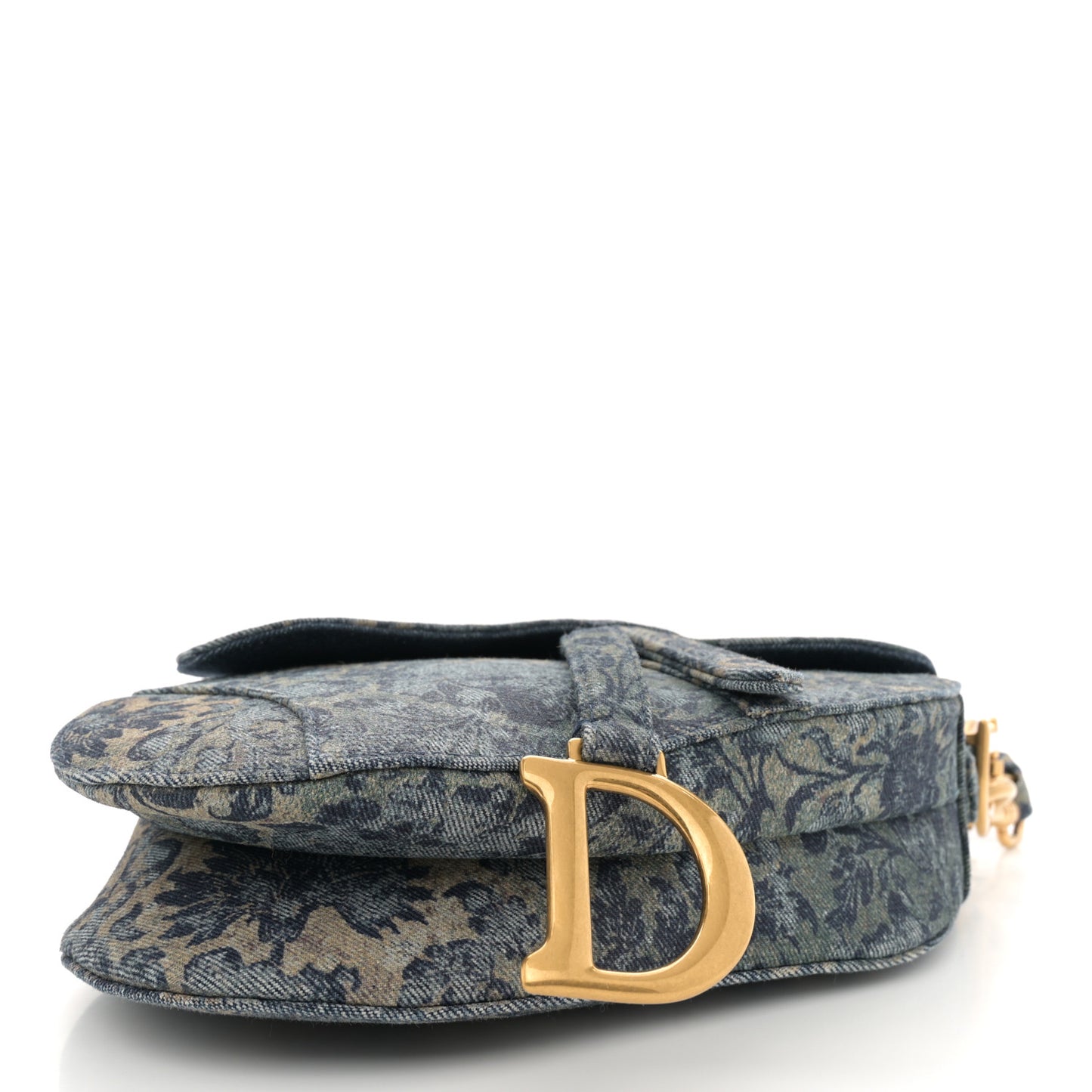 Denim Brocart Embroidered Saddle Bag Blue