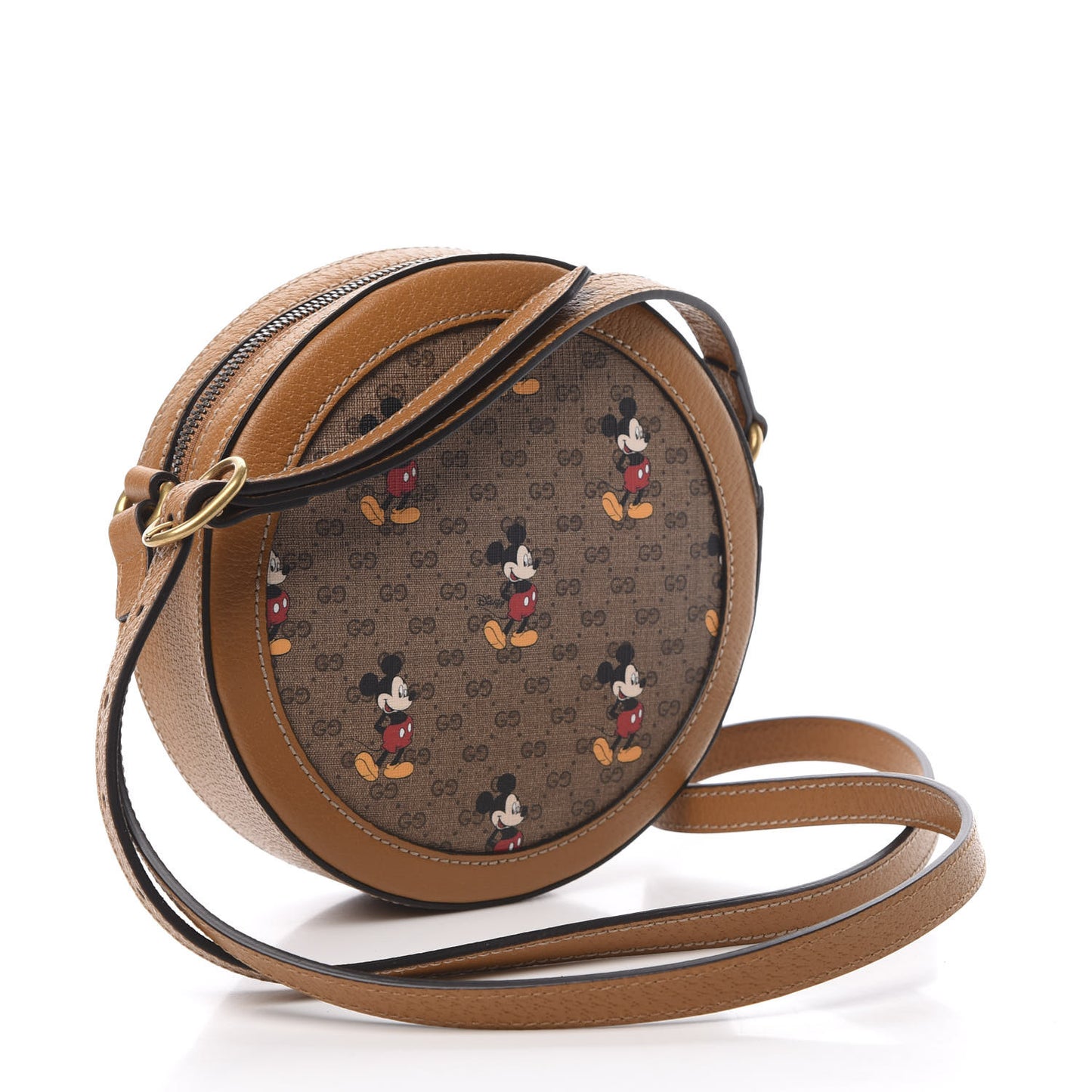 X DISNEY Mini Vintage GG Supreme Monogram Mickey Mouse Round Shoulder Bag Beige Vintage Sun Oil