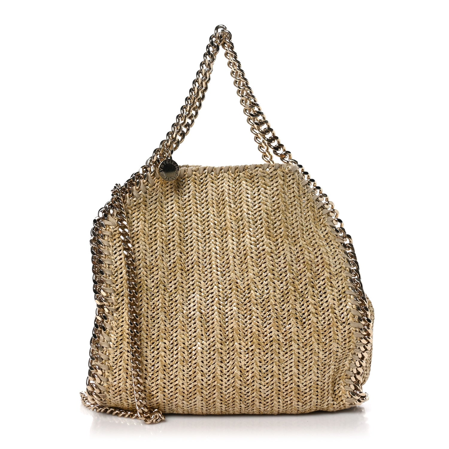 Stella McCartney Metallic Raffia Mini Falabella Tote Gold 1 of 8