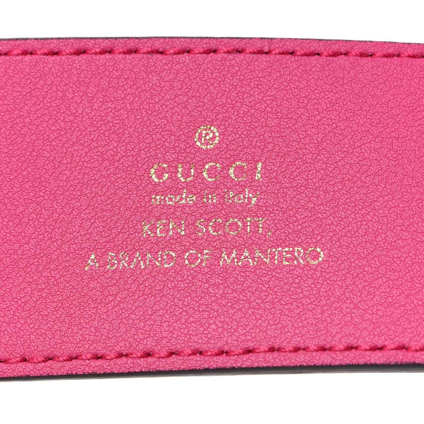 x KEN SCOTT Textured Calfskin Pomponica Print Double G 40mm Belt 95 38 Pink