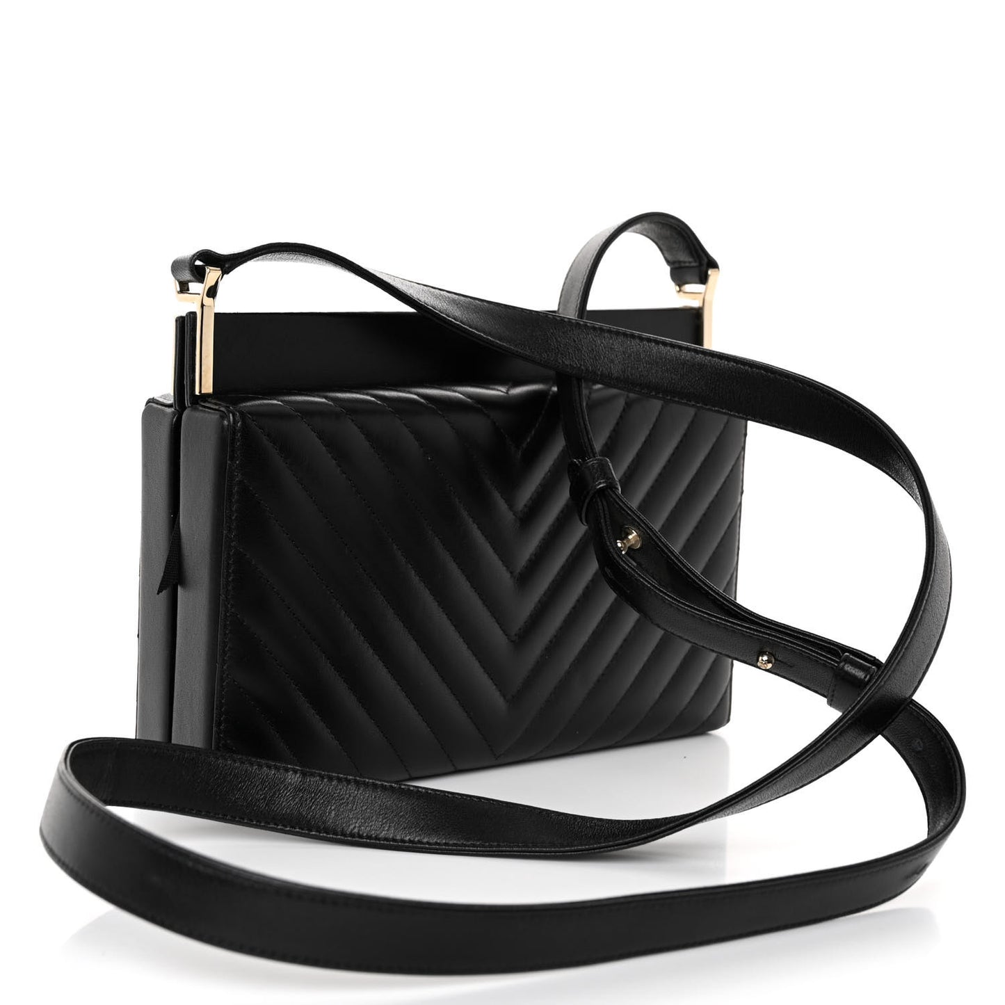 Lambskin Chevron Reissue Quilted Clutch Bag Black