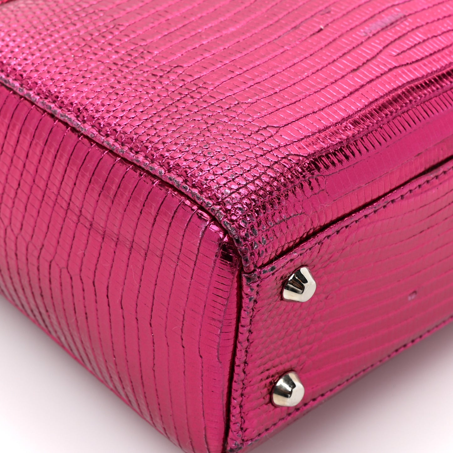 Metallic Lizard Mini Lady Dior Fuchsia