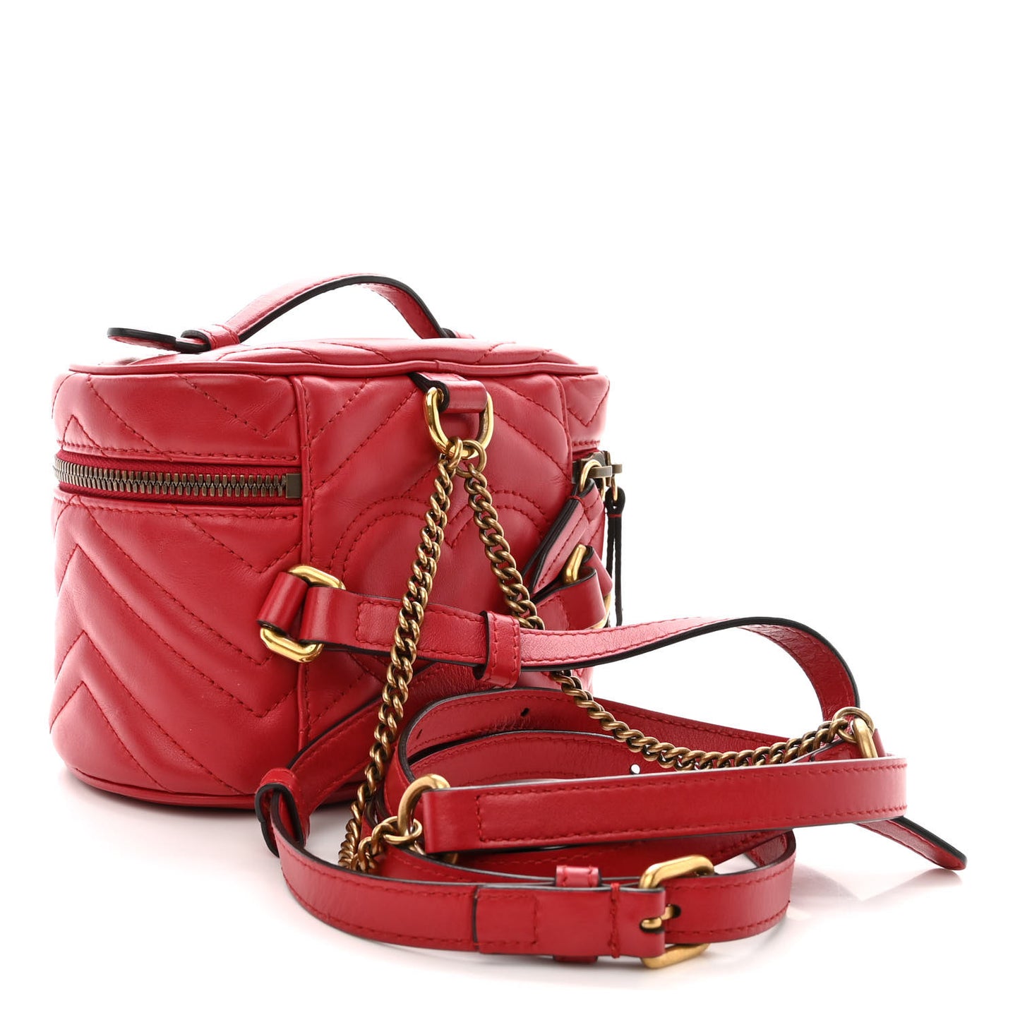 Calfskin Matelasse Mini GG Marmont Round Backpack Hibiscus Red