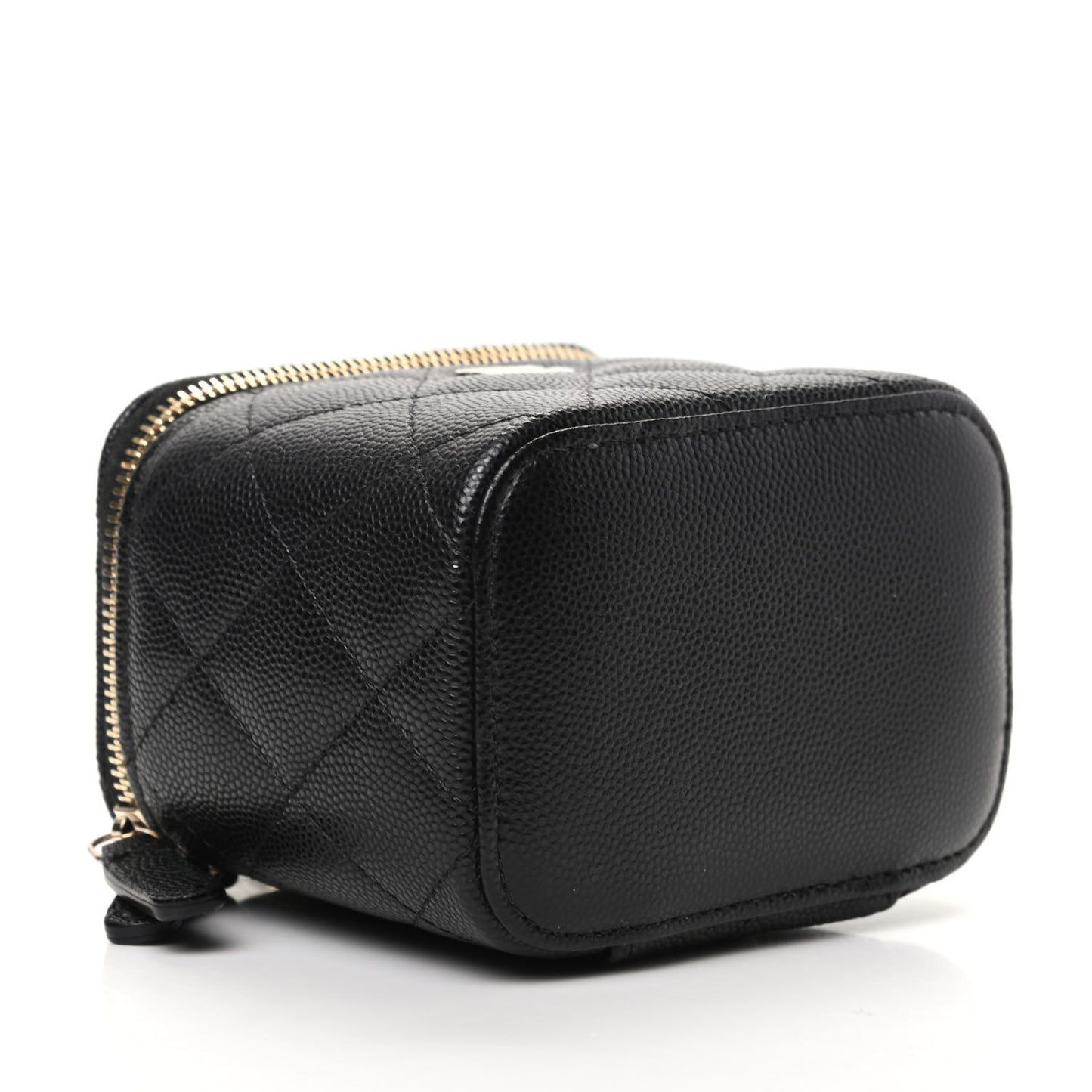 Caviar Quilted Mini Vanity Case With Chain Black