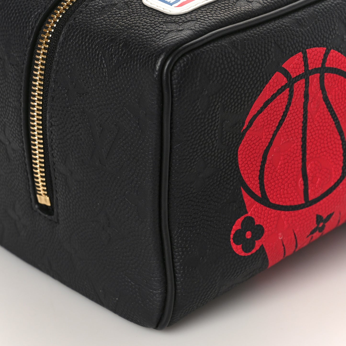 X NBA Calfskin Monogram Embossed Cloakroom Dopp Kit Black