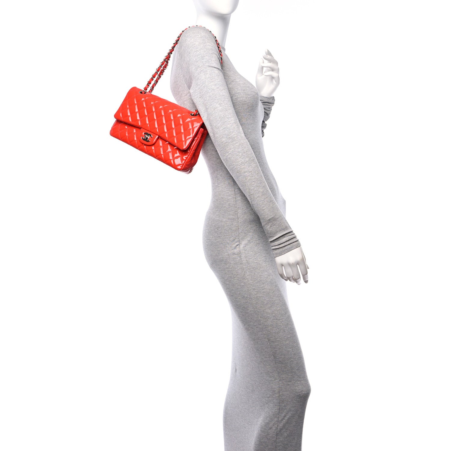 Chanel Patent Quilted Medium Double Flap Red 2 of 14