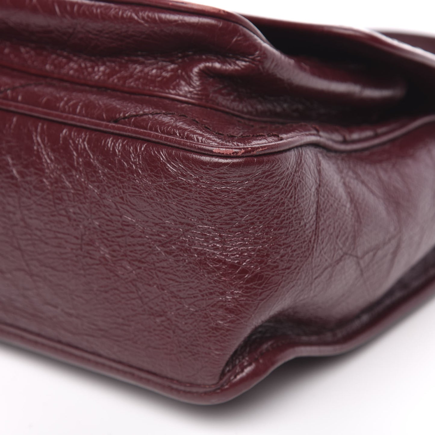 Crinkled Calfskin Matelasse Monogram Medium Niki Chain Satchel Burgundy