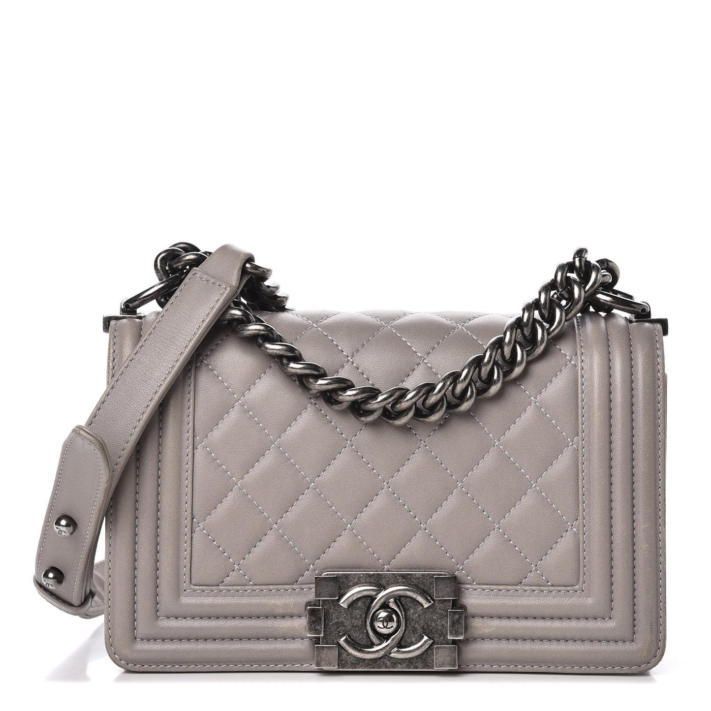 Calfskin Quilted Small Boy Flap Taupe