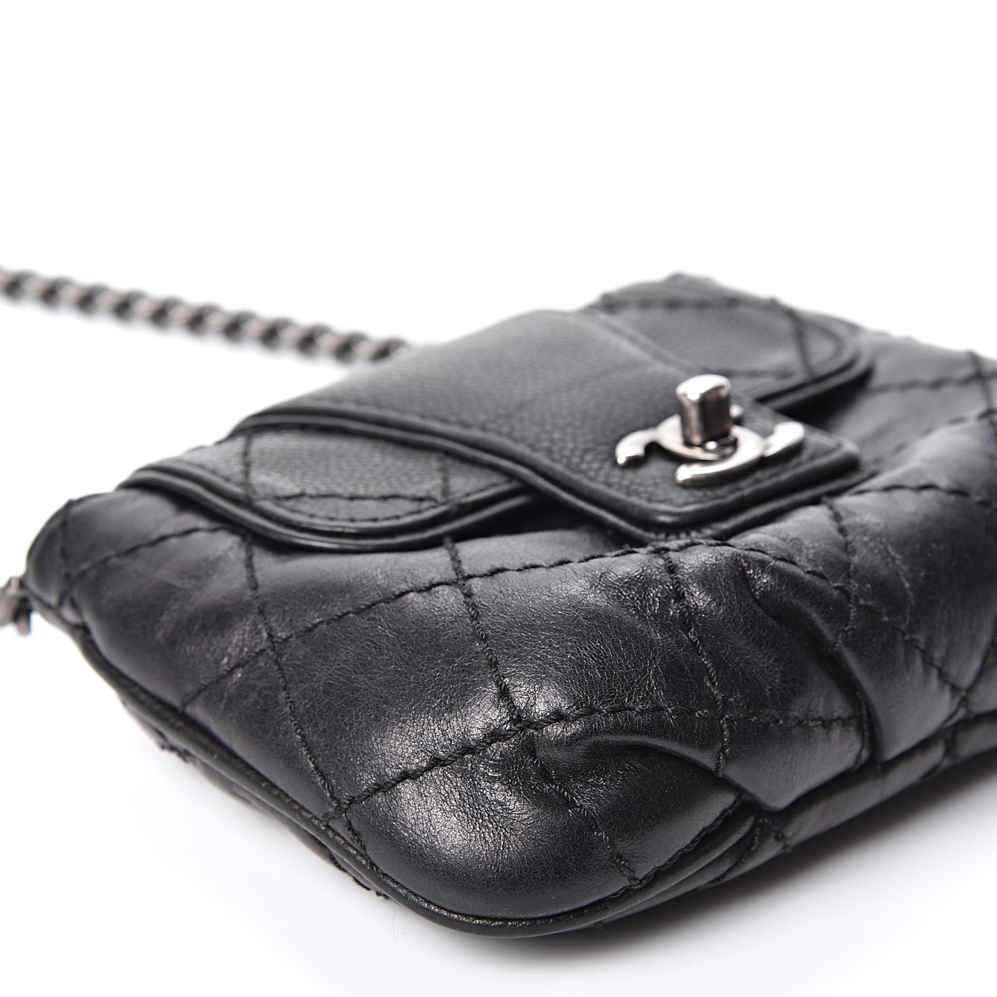 Caviar Aged Calfskin Mini Bubble Graphic Messenger Bag Black