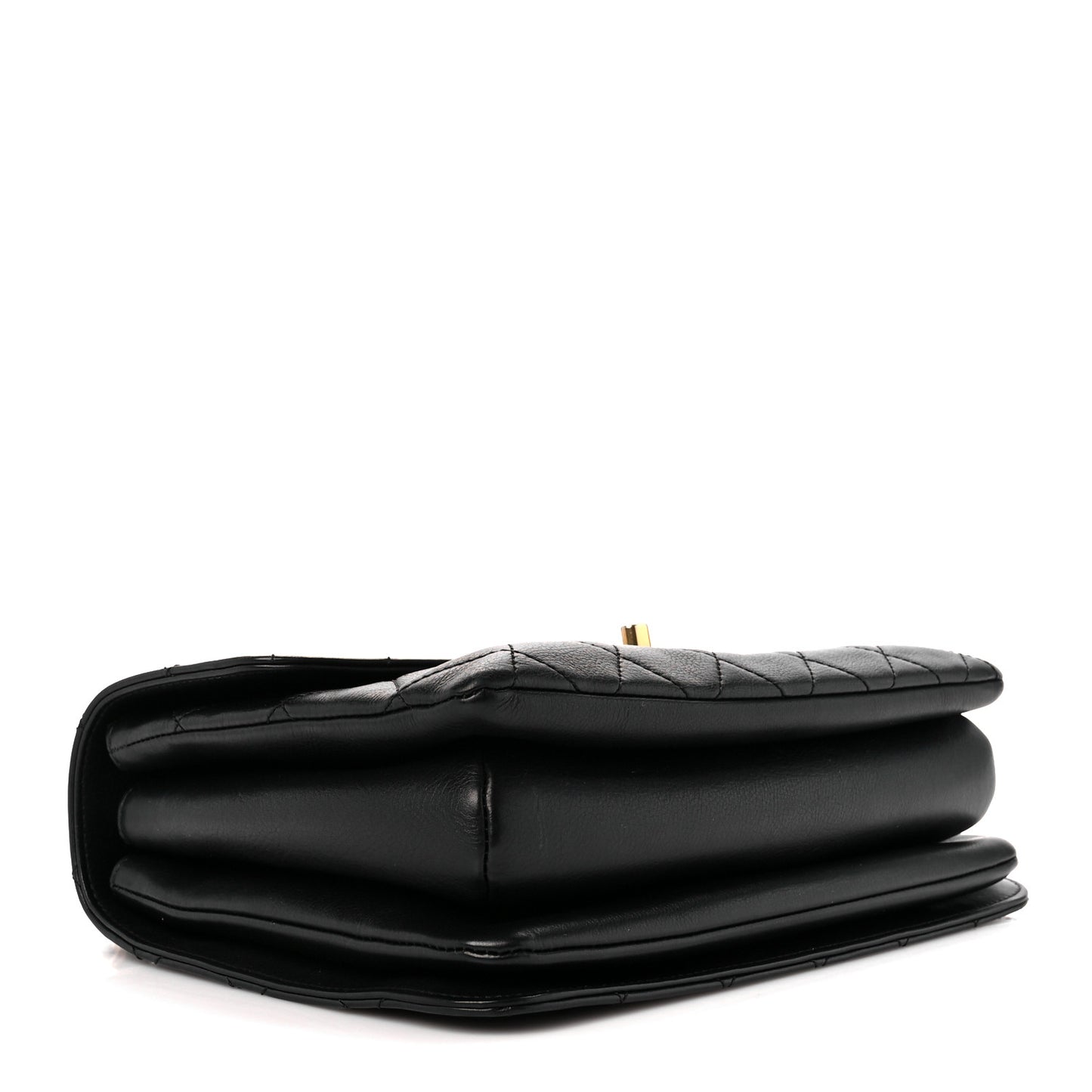 Calfskin Quilted Small Gold Top Handle Flap Black