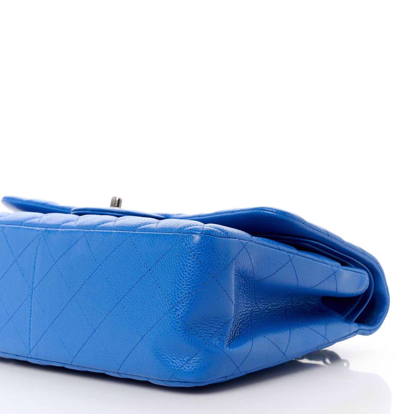 Caviar Quilted Jumbo Double Flap Bright Blue