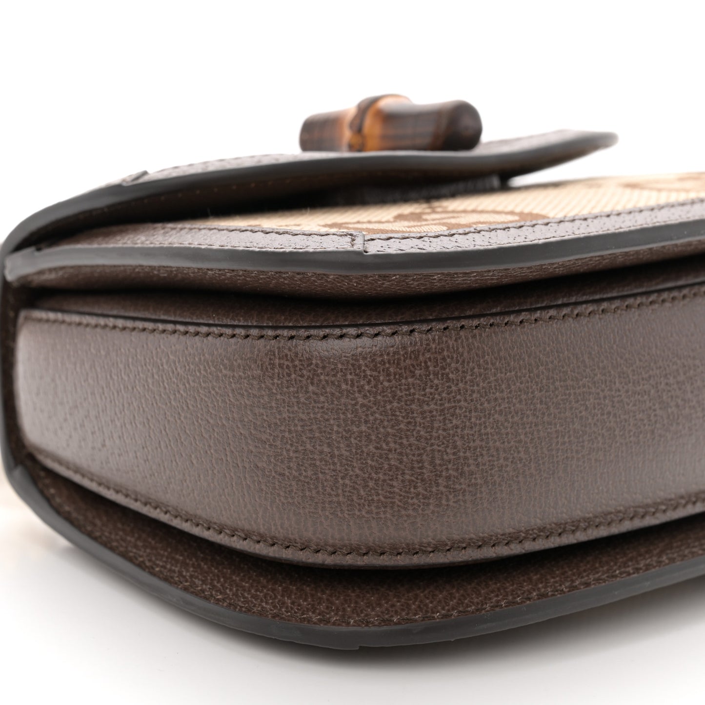 Monogram Jumbo GG Textured Dollar Calfskin Web Mini Bamboo 1947 Top Handle Bag Camel Ebony New Acero