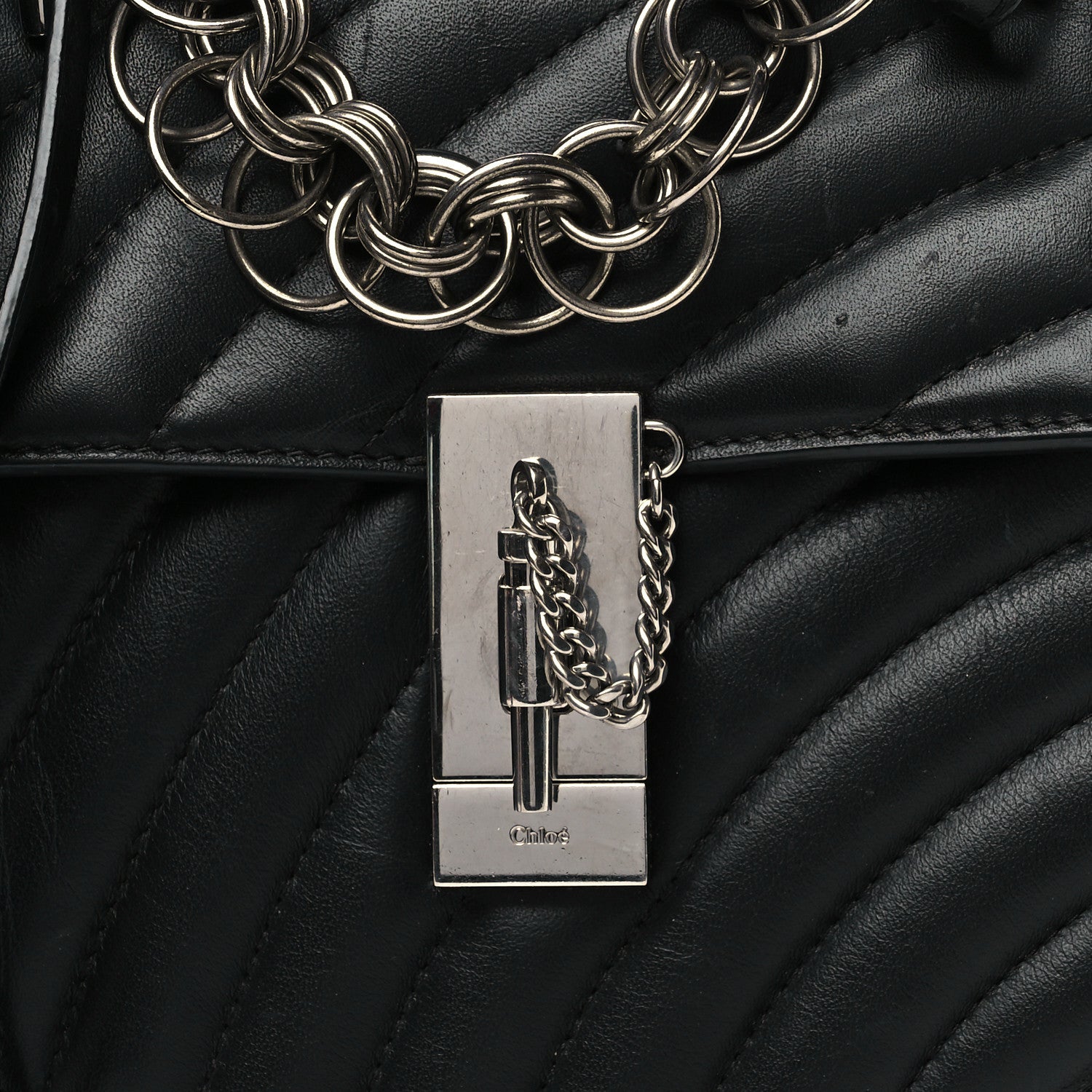 Chloe Calfskin Quilted Mini Drew Bijou Shoulder Bag Black 9 of 11