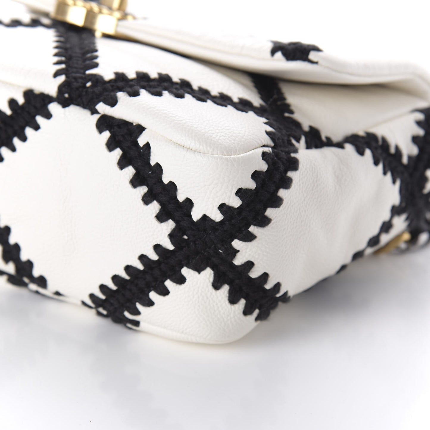 Calfskin Crochet Medium 19 Flap White Black