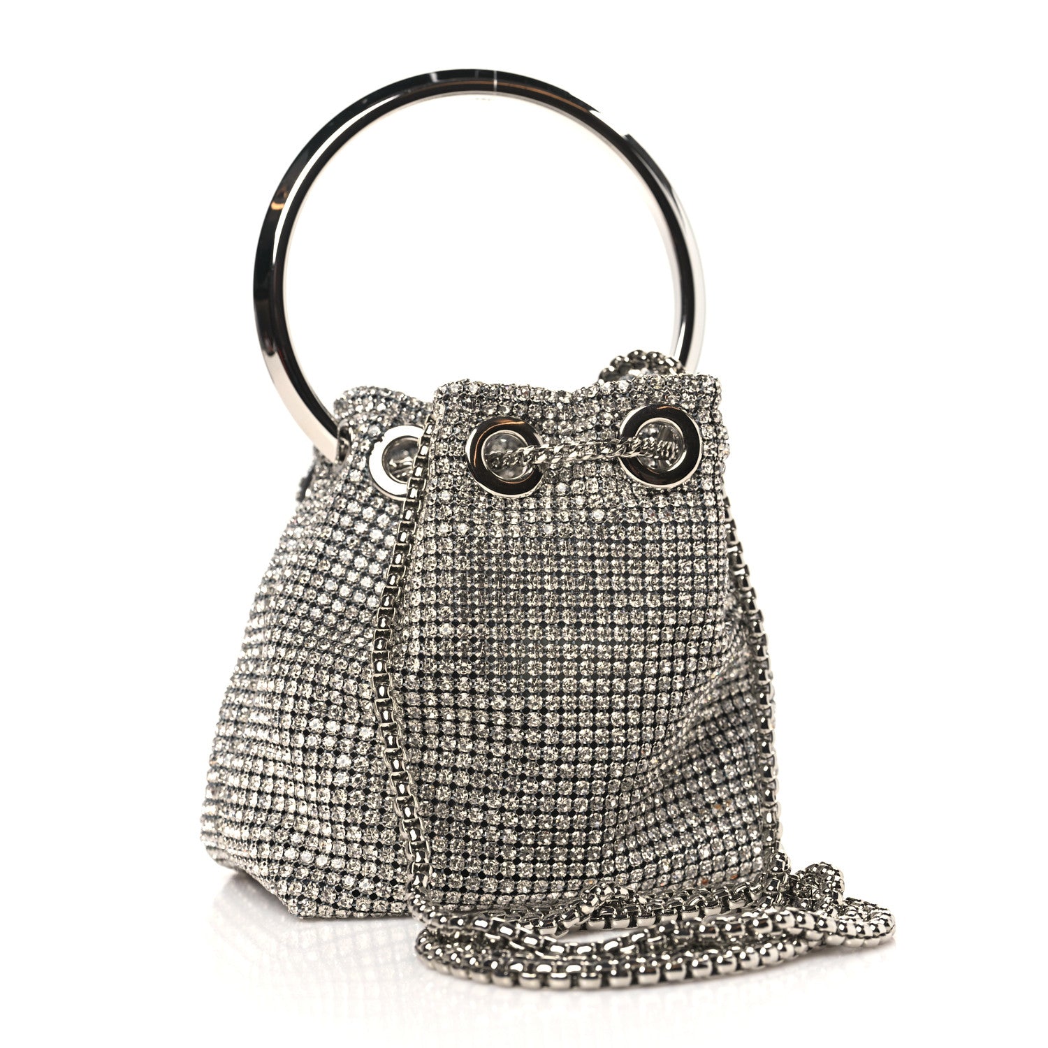 Jimmy Choo Satin Crystal Embellished Micro Bon Bon Bag Silver 3 of 11