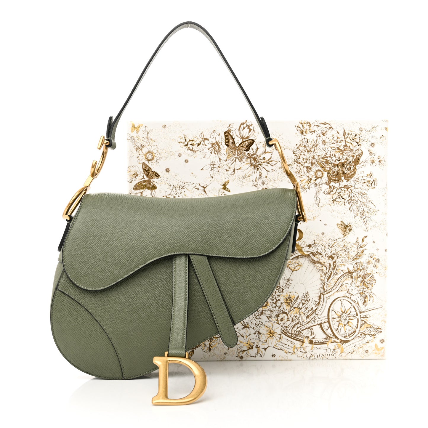 Grained Calfskin Saddle Bag Sage